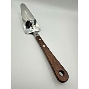 Vintage Sliding Cake Server Spatula Gadget Pies Cakes Stainless Wood Handle